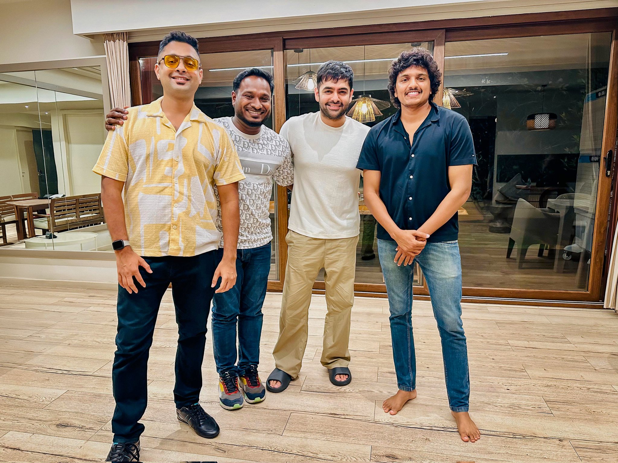 Mahesh Babu Pachigolla with Vivek Siva, Mervin Solomon, Ram Pothineni