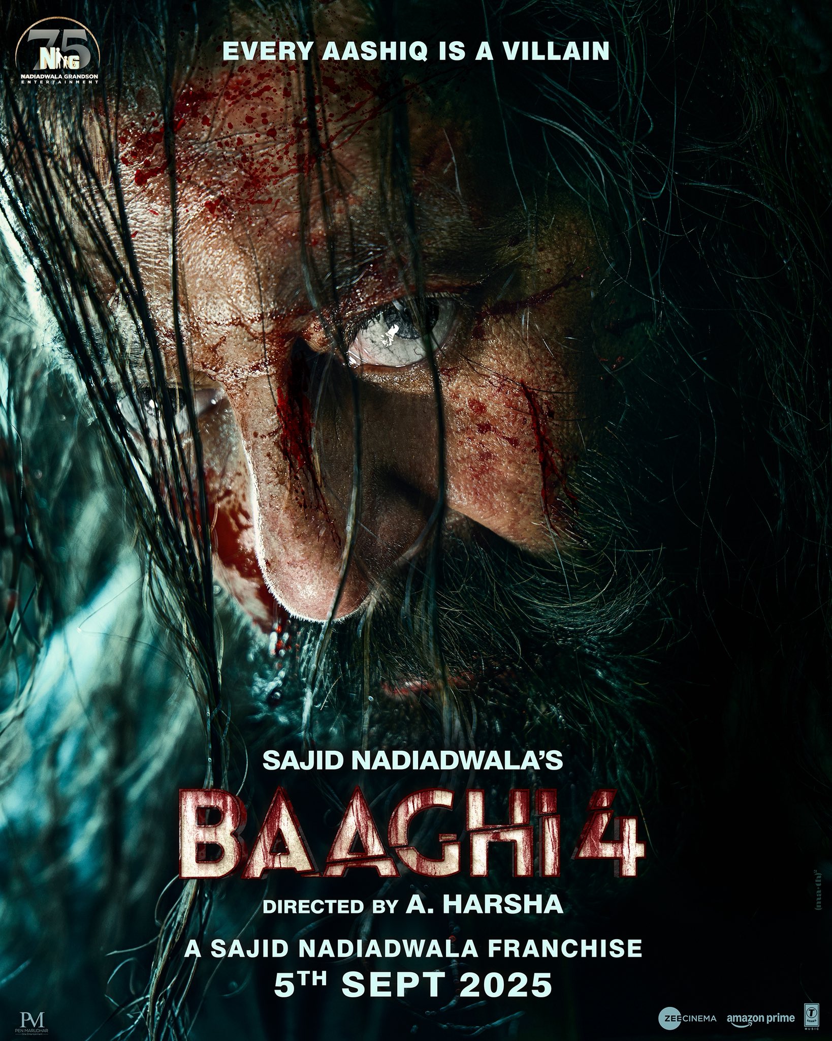 Baaghi 4 poster showcases Sanjay Dutt’s fearless expression.