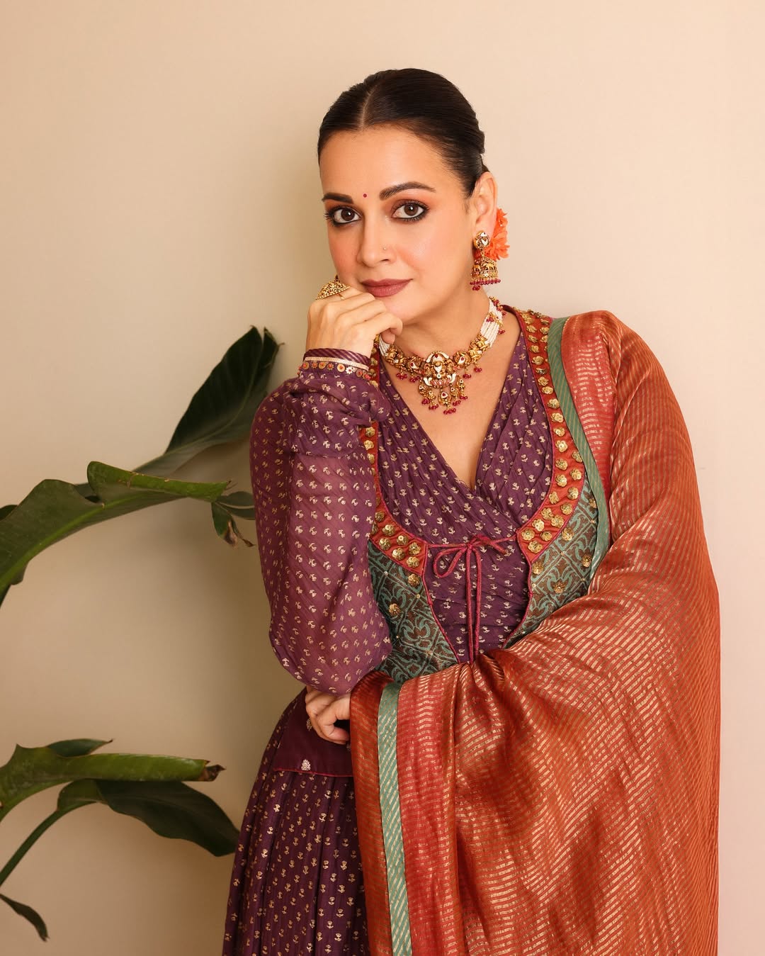 Dia Mirza flaunts grace with a colorful traditional twist.