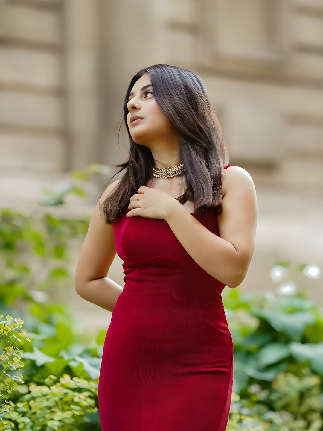Esther Anil in red dress exudes timeless elegance