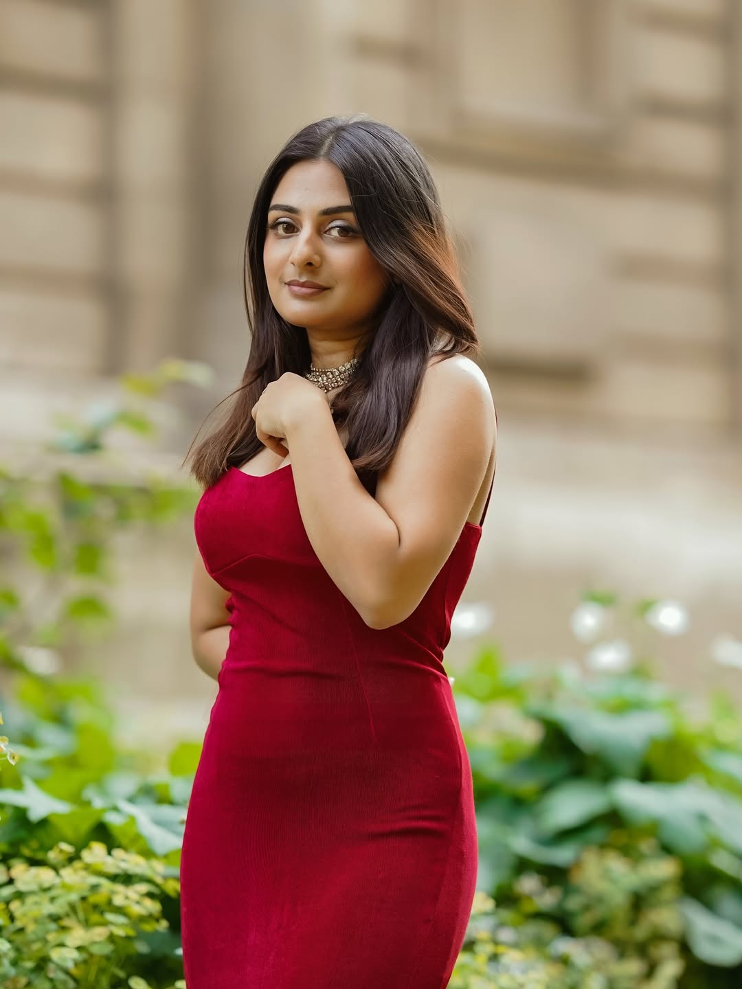 Esther Anil blends elegance and boldness in red