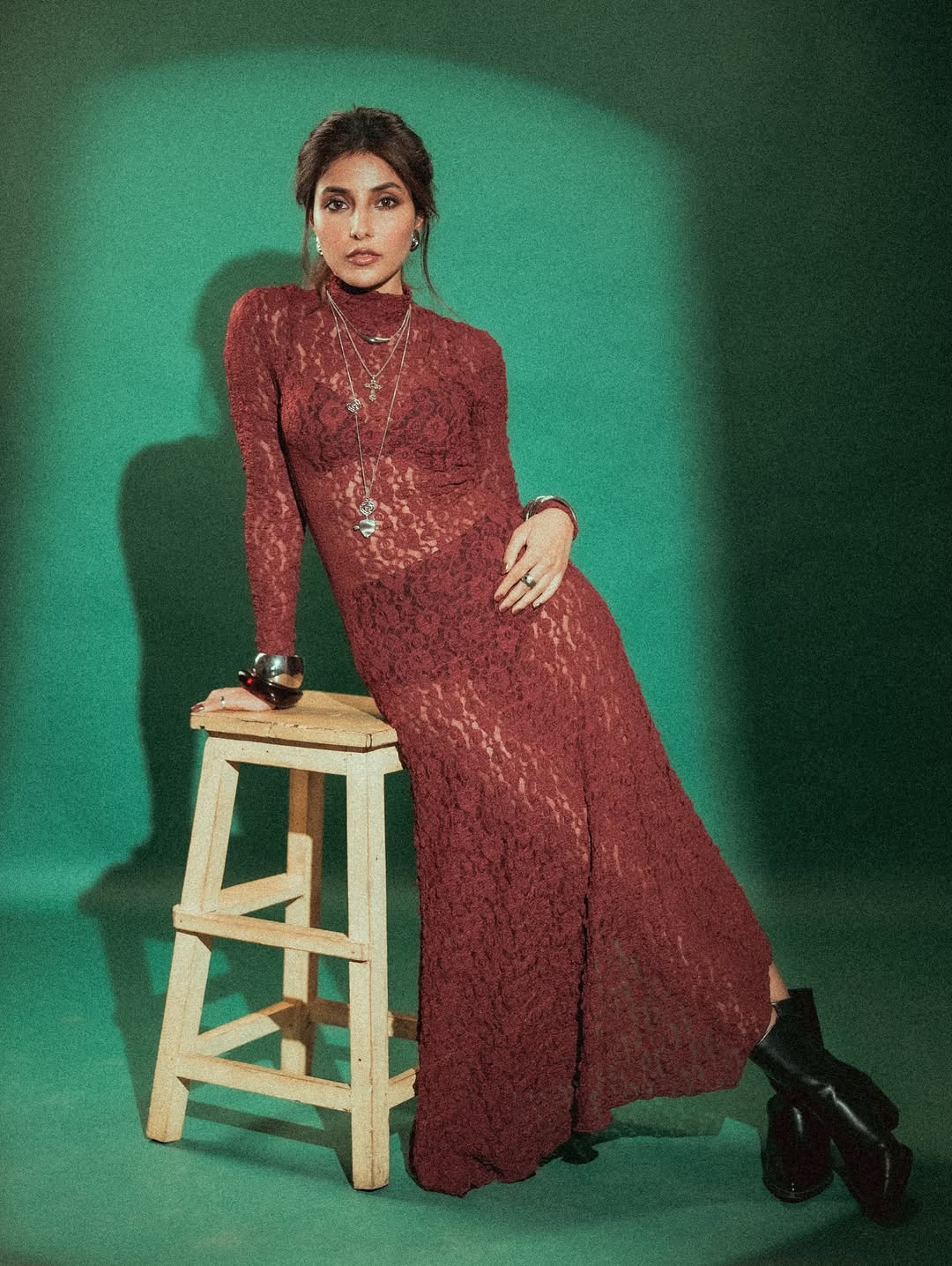 Harshita Gaur masters the art of edgy elegance, proving that bold lace and statement accessories are the perfect recipe for making style both fierce and fun.