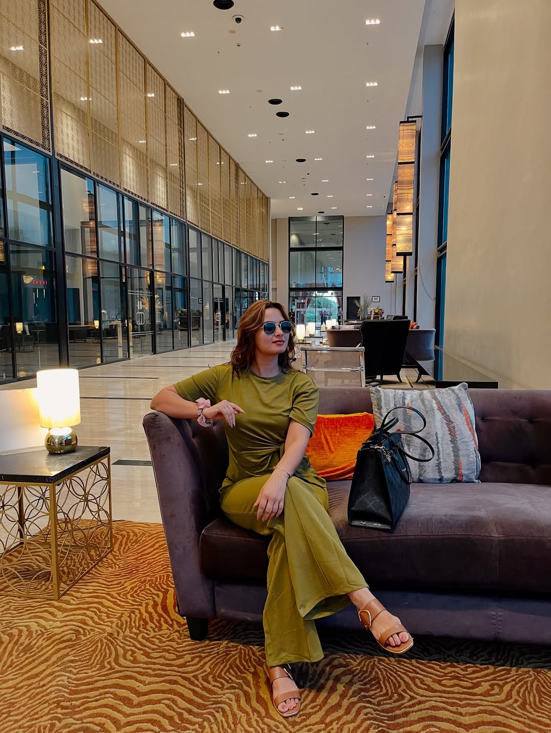 Neelam Giri chic olive ensemble elegance