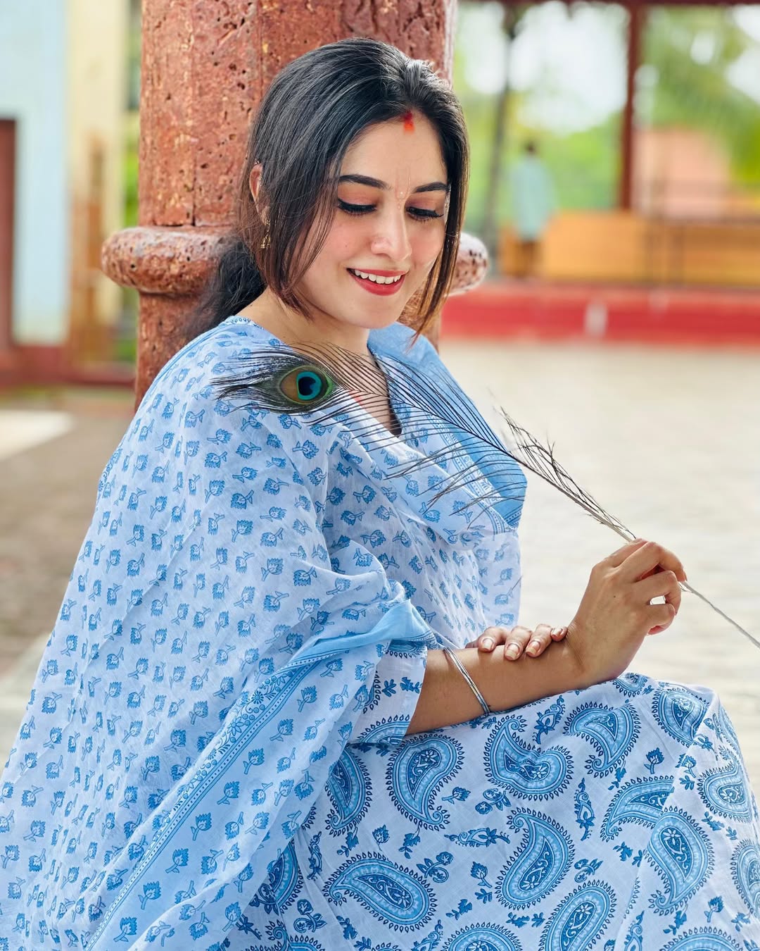 Rachana Rai looks regal in blue with peacock feather