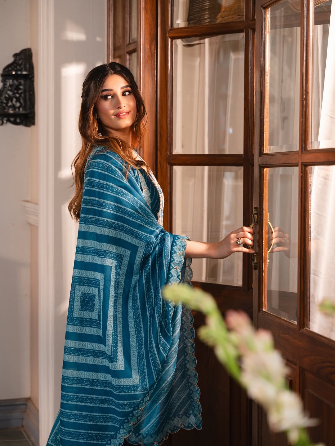 Rasha Thadani dazzles in blue saree with confidence