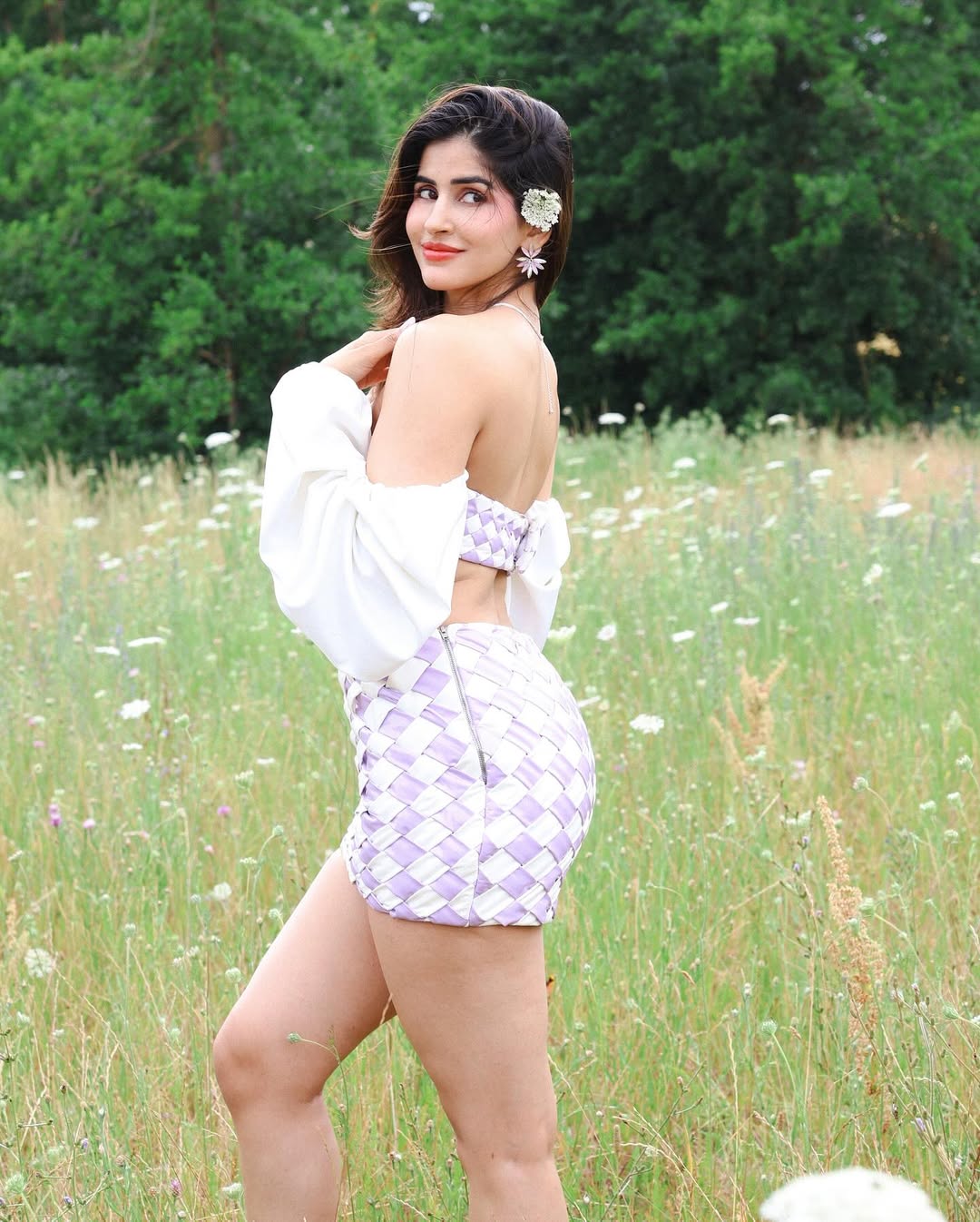 Sakshi Malik effortlessly combines sporty chic with a floral twist–proof that comfort and style bloom beautifully together.