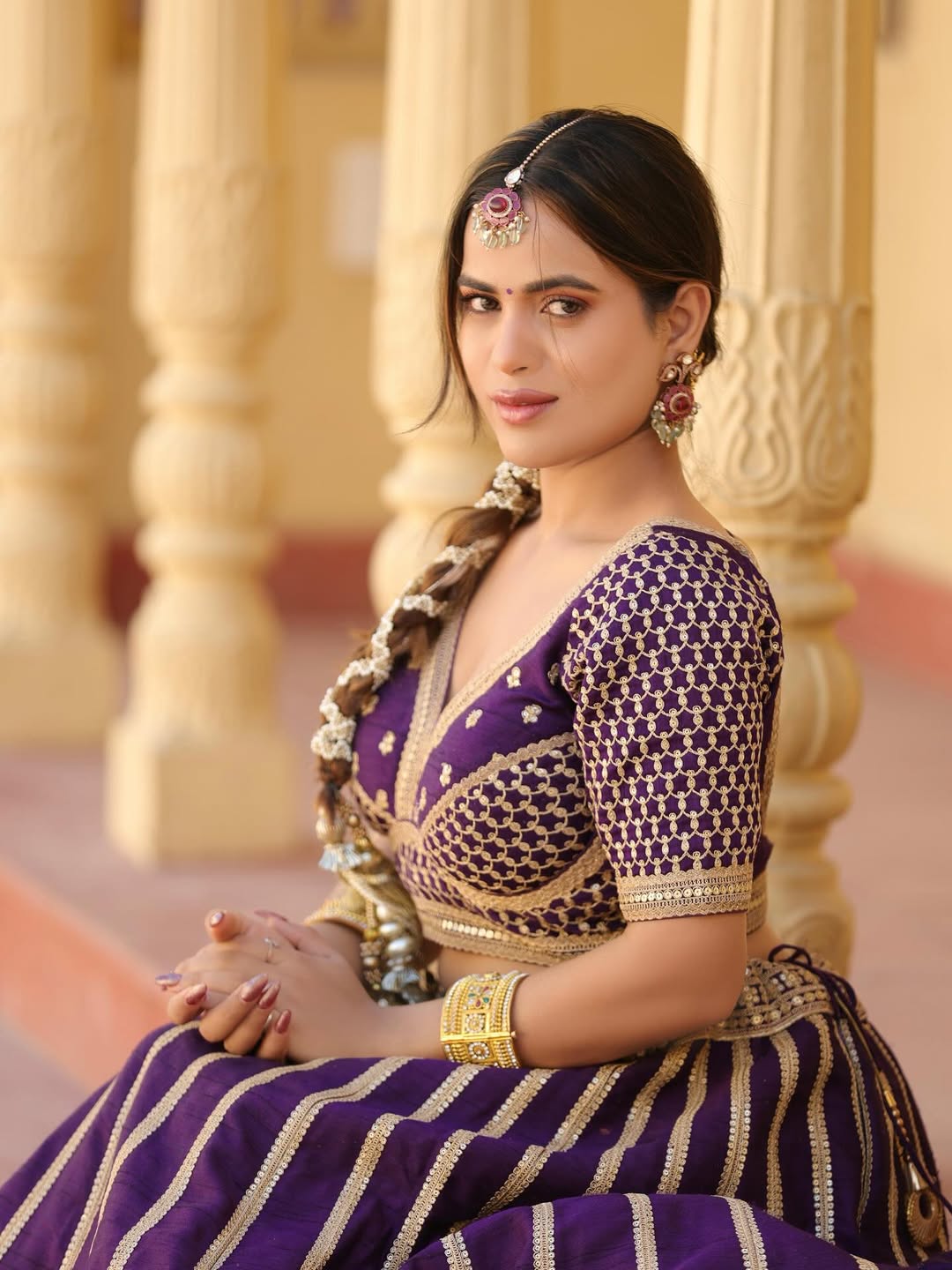 Shivani Sharma in regal purple outfit with humor
