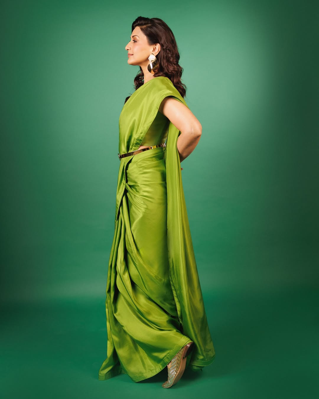 Sonali Bendre elegant in striking green saree