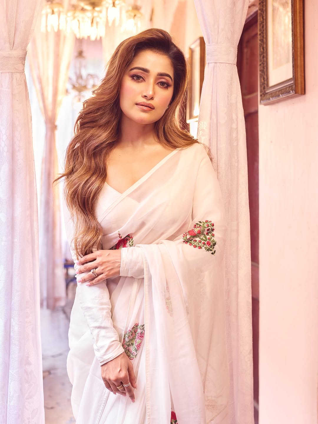 Sudipta Banerjee in floral pastel attire timeless style