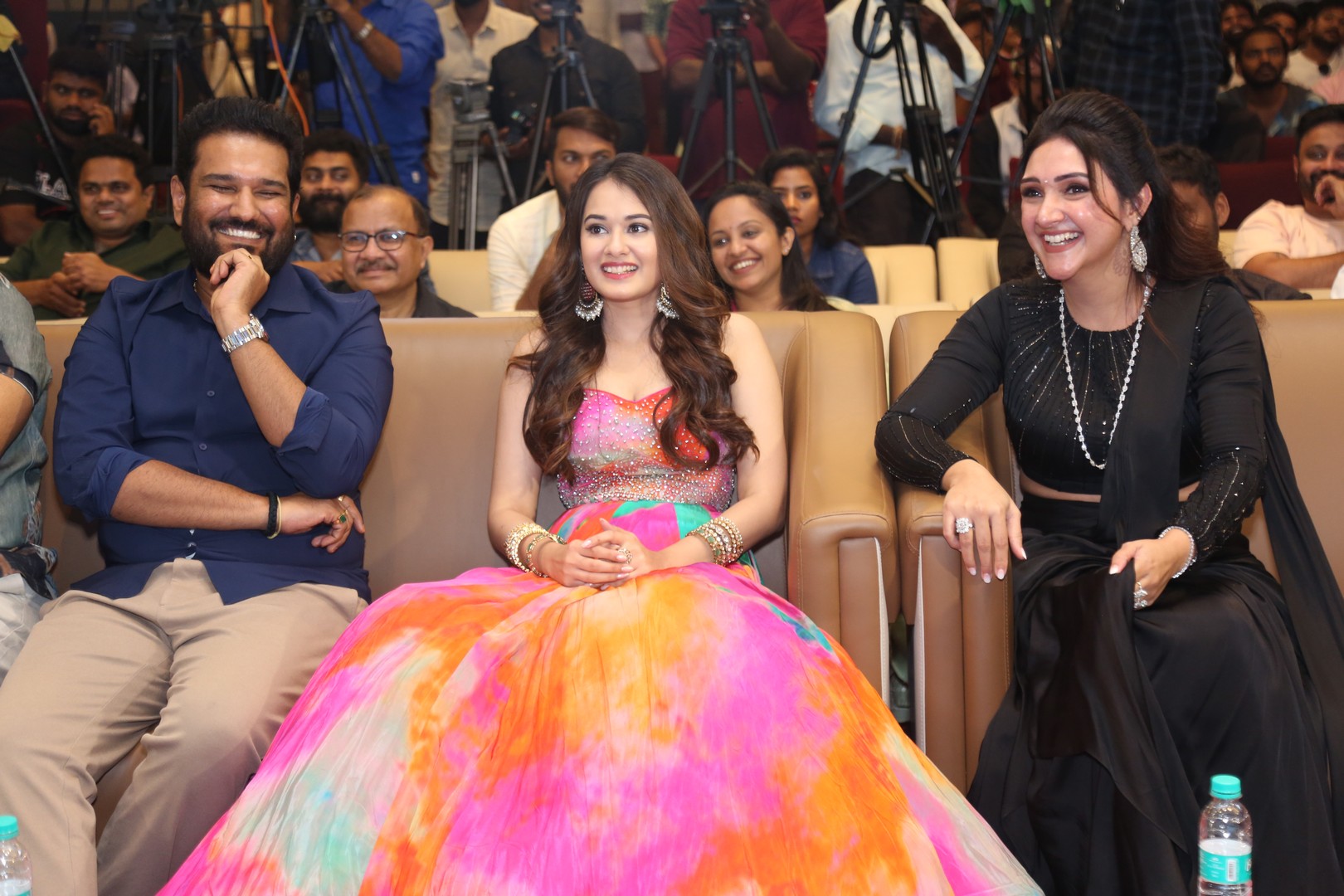 Santhosh, Virti, Sridevi seated together