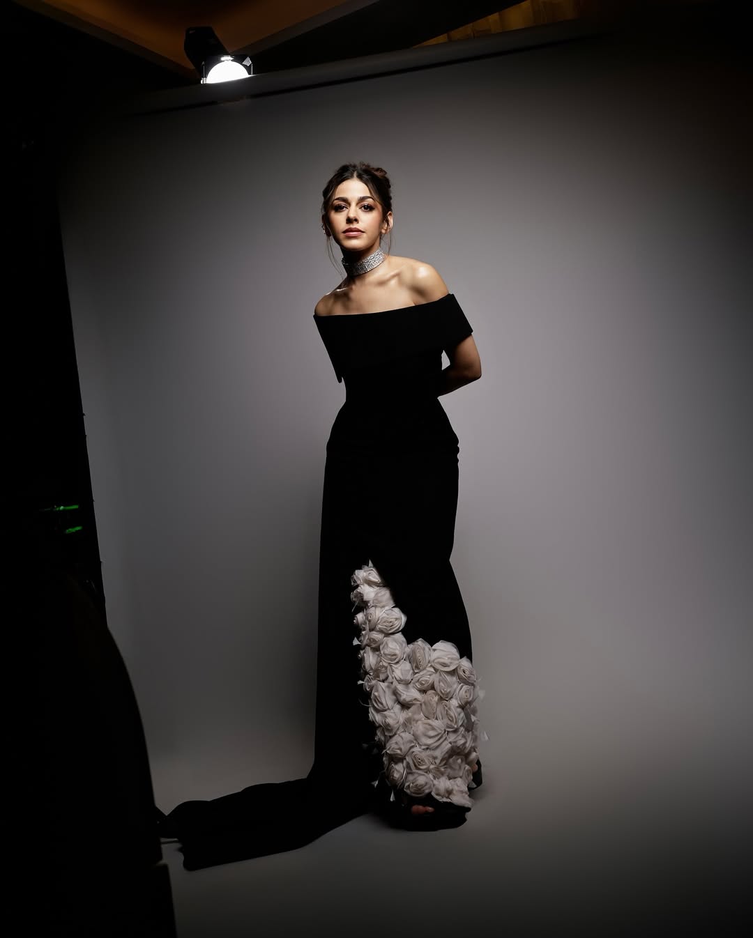 Alaya F stuns in off-shoulder gown with floral trail