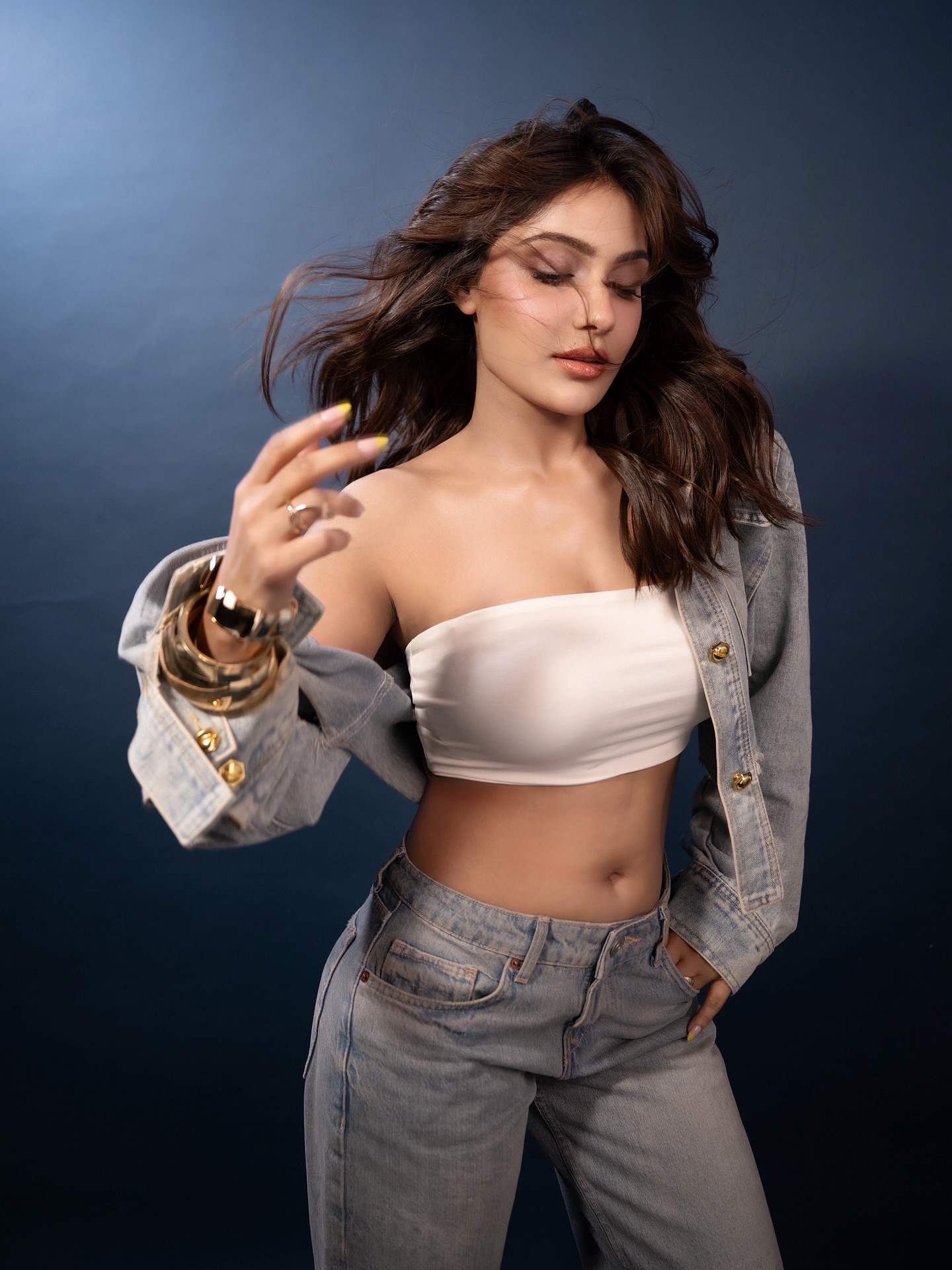 Bold Beauty in White and Denim