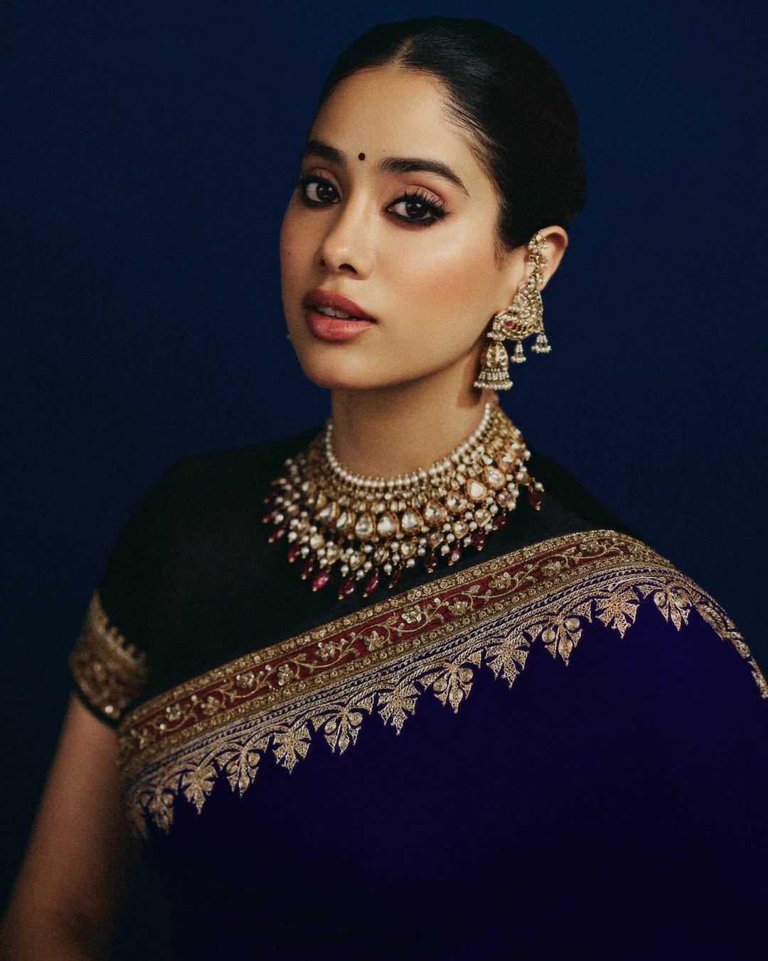 Janhvi Kapoor classic saree with modern sparkle elegance