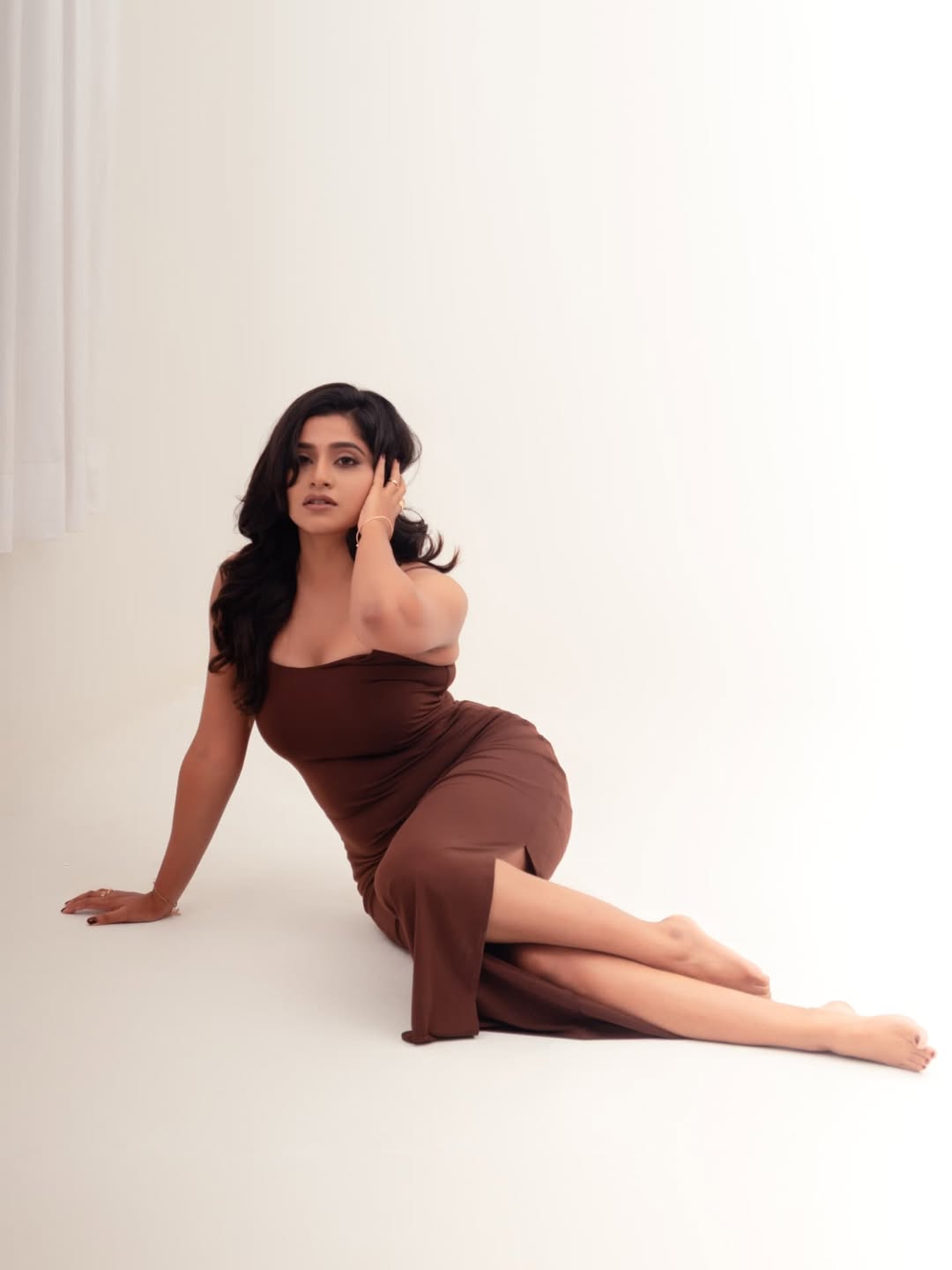 Kaajal Kunder effortless elegance in sleek brown dress