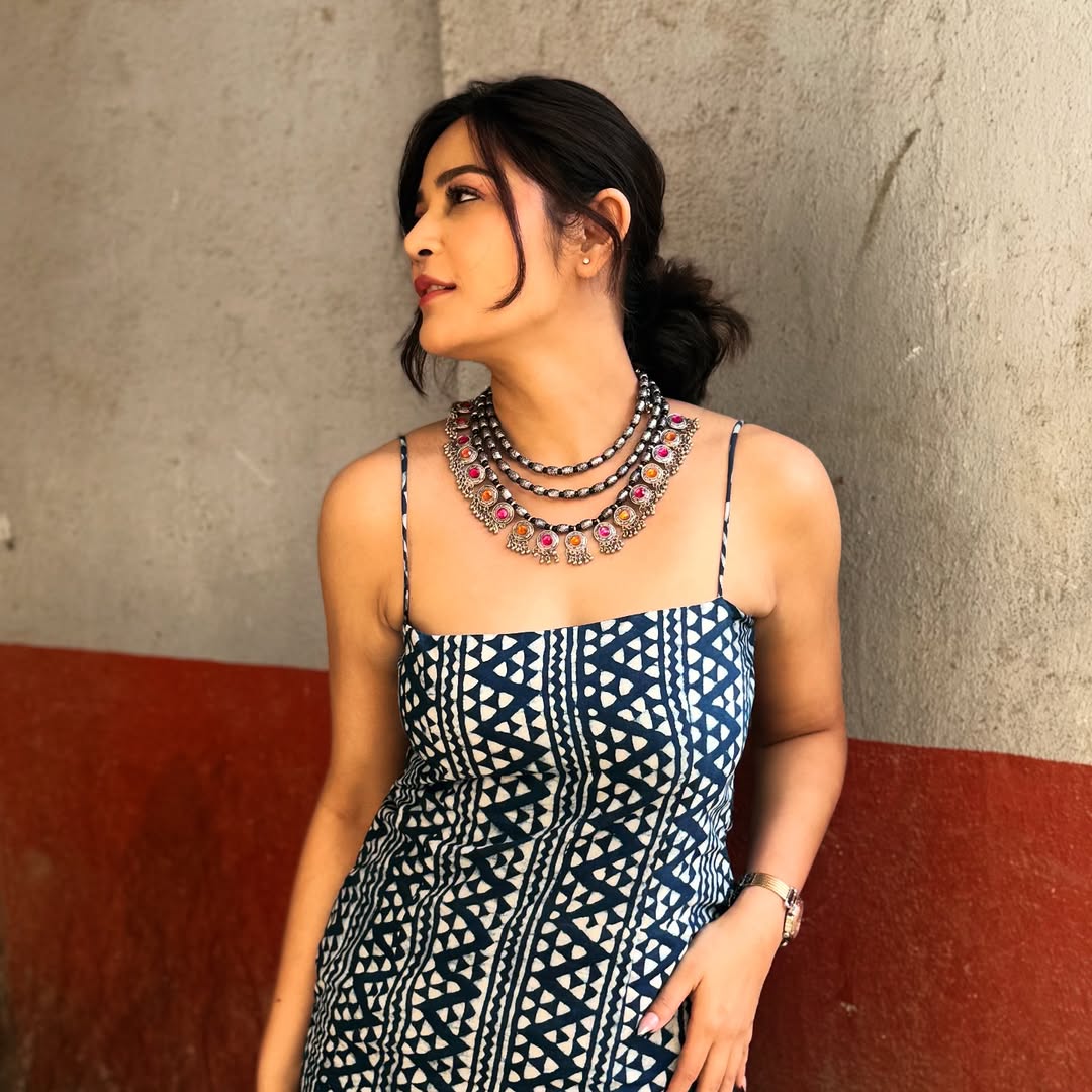 Kaveri Priyam tribal dress with bold statement jewelry