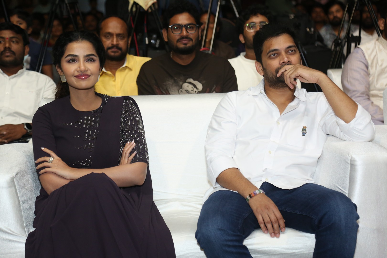 Anupama Parameswaran with producer Sahu Garapati seated