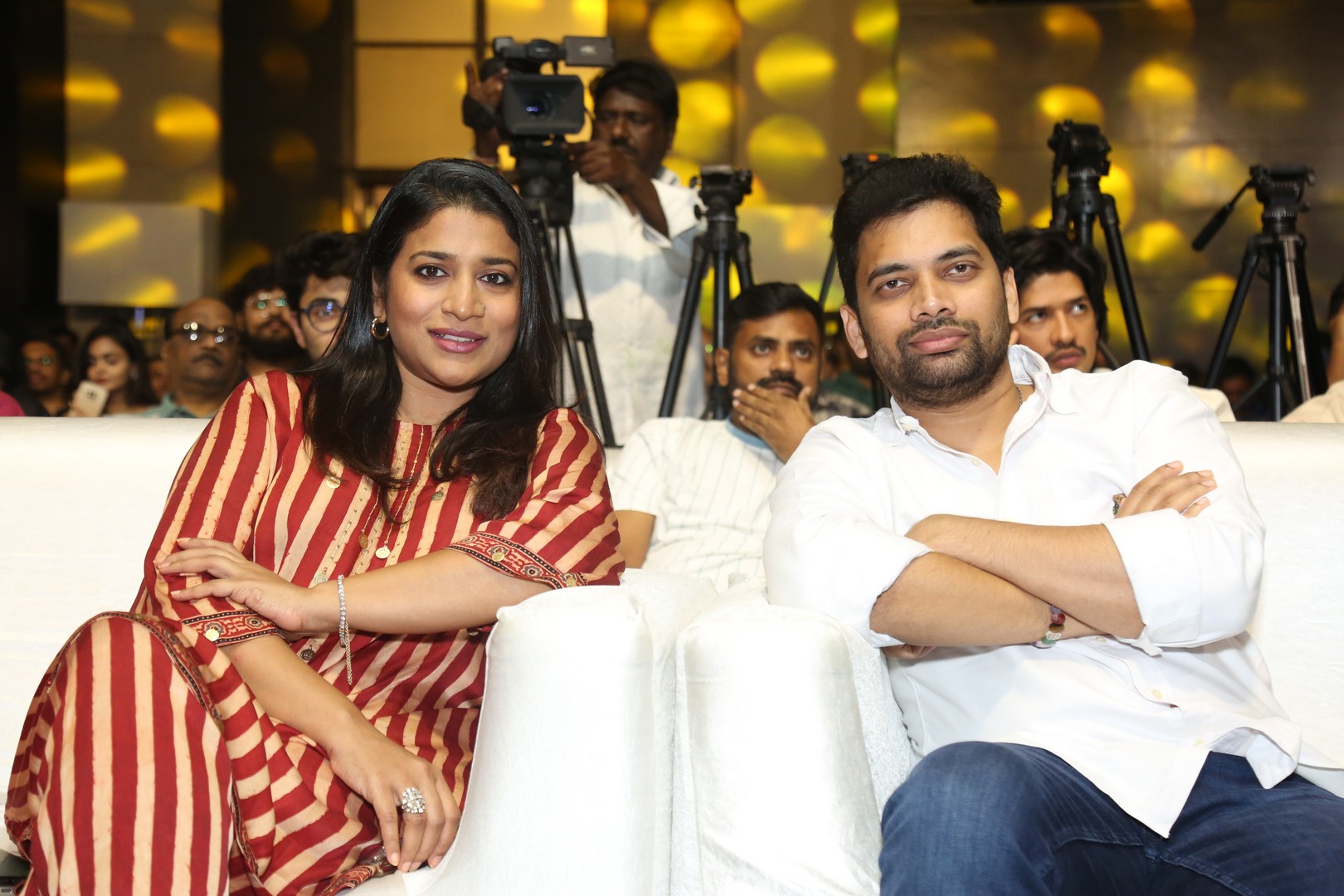 Sushmita Konidela with Sahu Garapati seated together