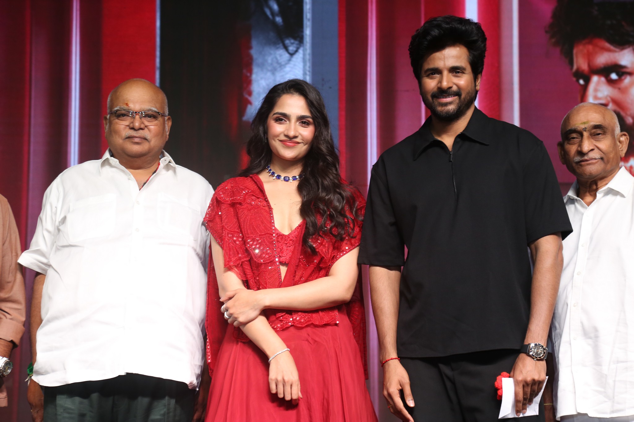 NV Prasad, Rukmini, Sivakarthikeyan posing