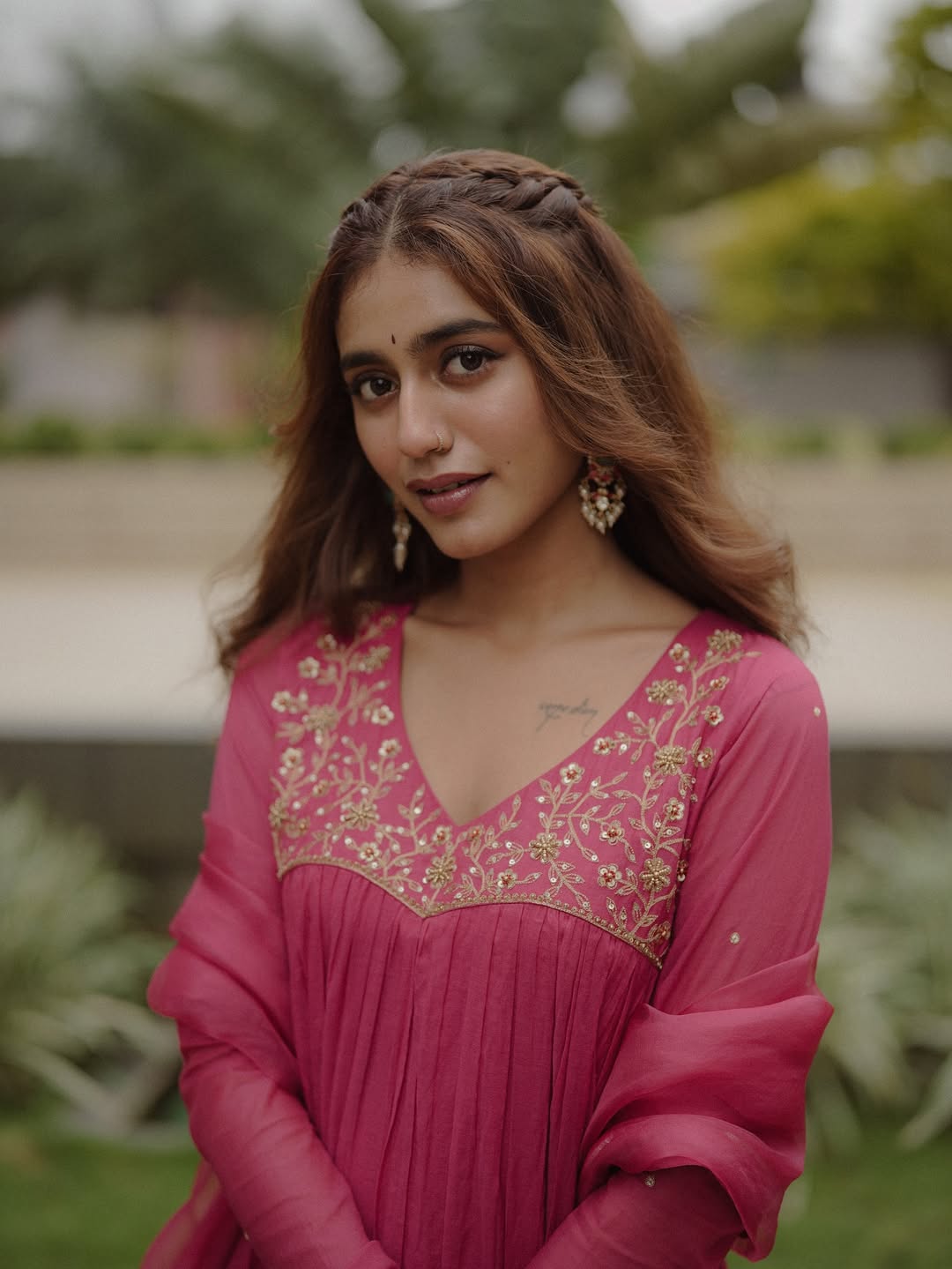 Priya Prakash Varrier timeless elegance in pink embroidered outfit