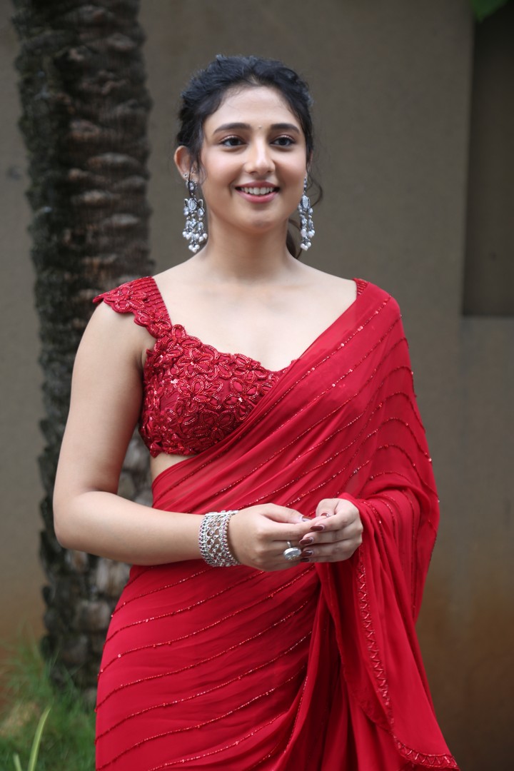 Ritika Nayak in embroidered red saree with timeless grace