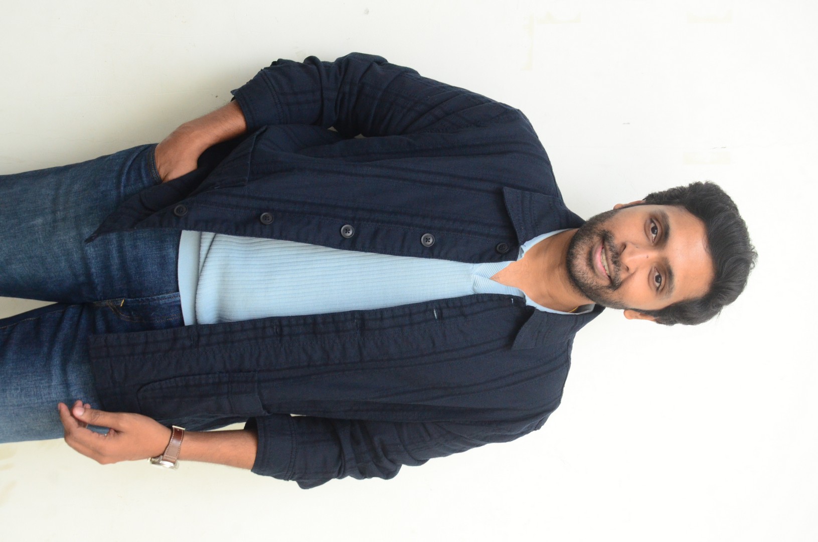 Vikram Prabhu confident stride in casual denim style