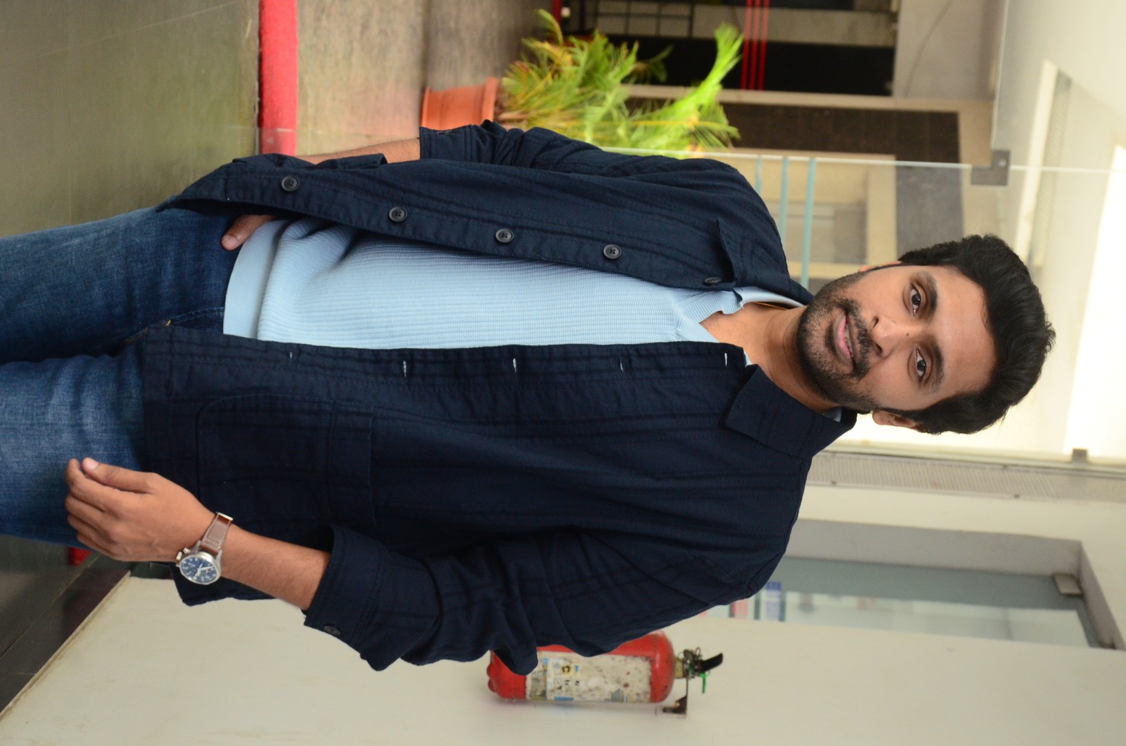 Vikram Prabhu blazer look with confident stylish stance