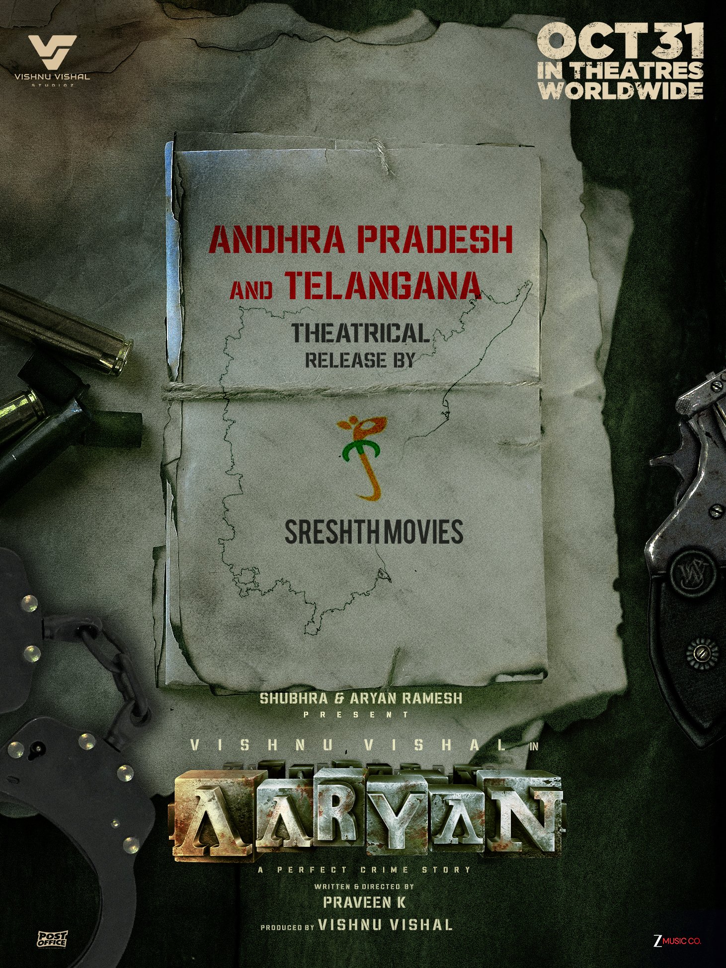 Aaryan Andhra Pradesh Telangana release by Sreshth Movies