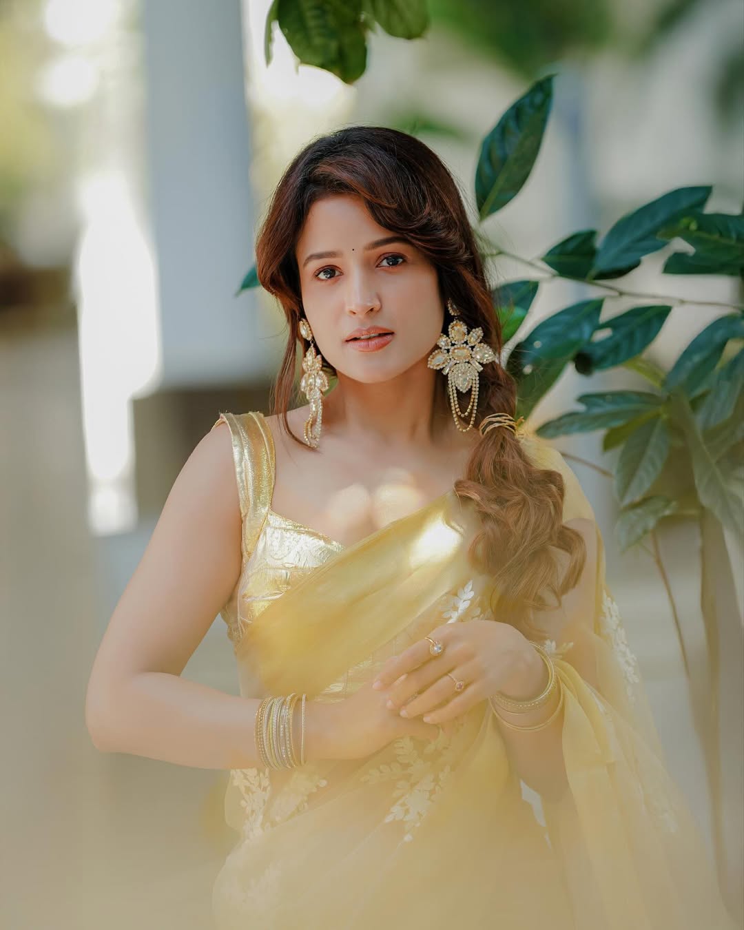 Brinda Acharya radiates elegance and grace in golden saree