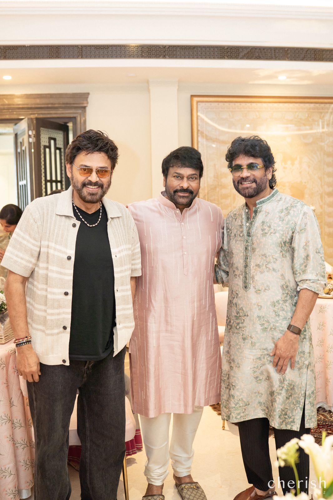 Venkatesh, Chiranjeevi, Nagarjuna posing for Diwali photo