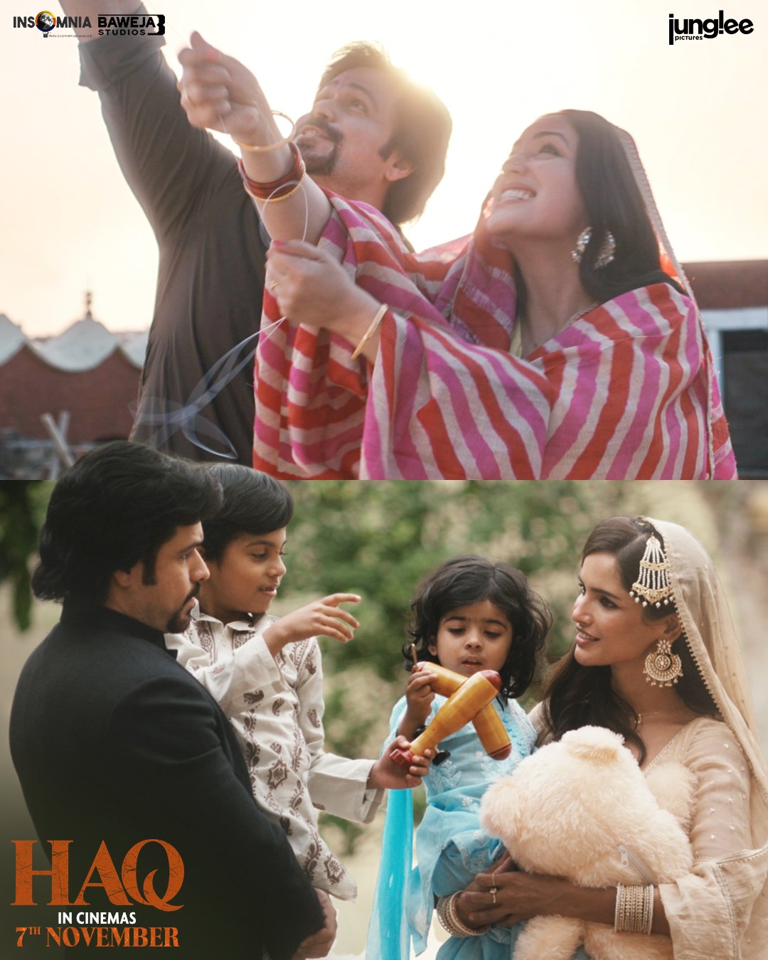 Yami Gautam and Emraan Hashmi smiling in Haq collage still