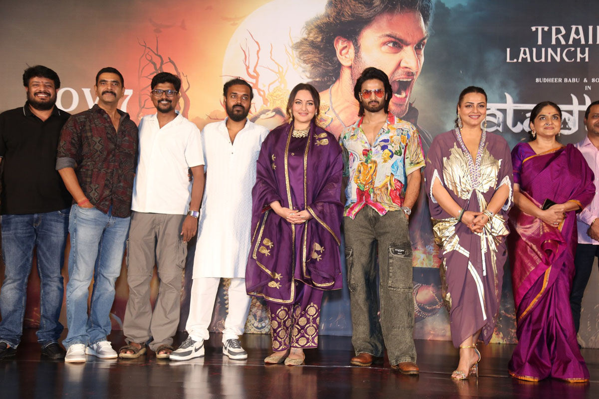 Producer with Jatadhara cast posing for media