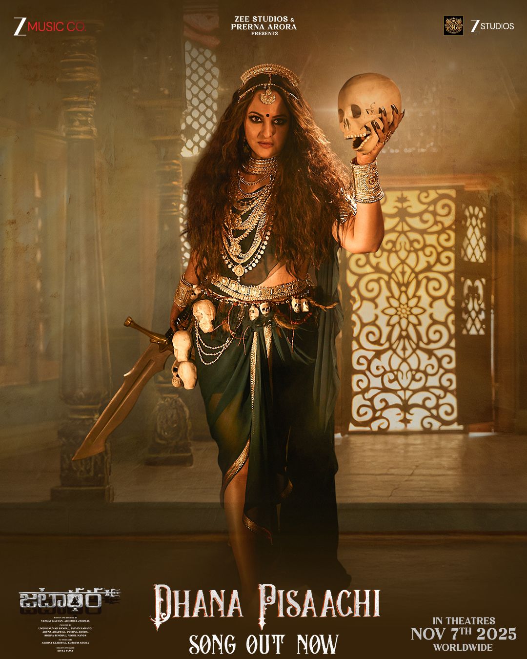 Jatadhara movie Dhana Pisaachi song poster in Telugu