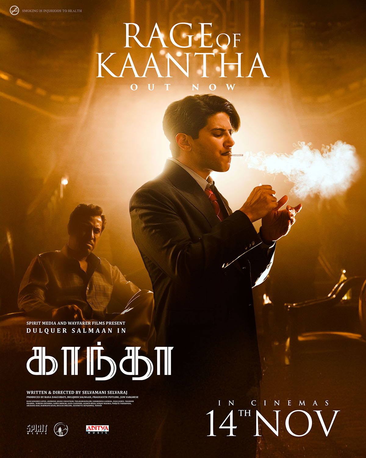 Rage of Kaantha lyrical video poster featuring Dulquer Salmaan