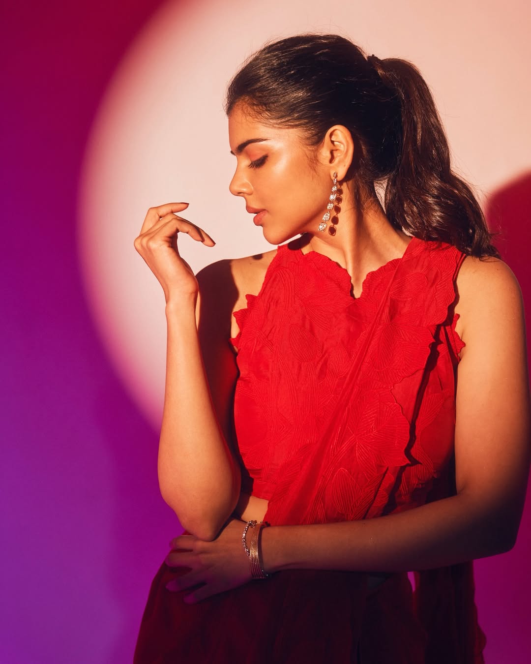 Kalyani Priyadarshan blending elegance and edge in red look