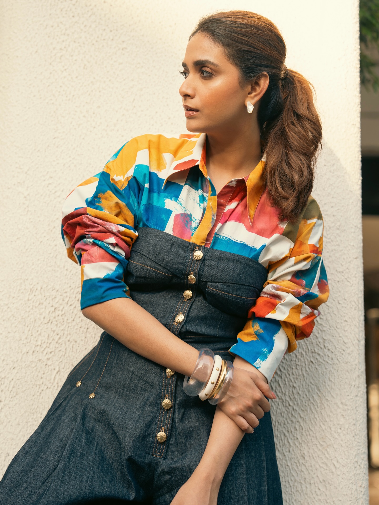 Keerthy Suresh blending vibrant colors with denim style