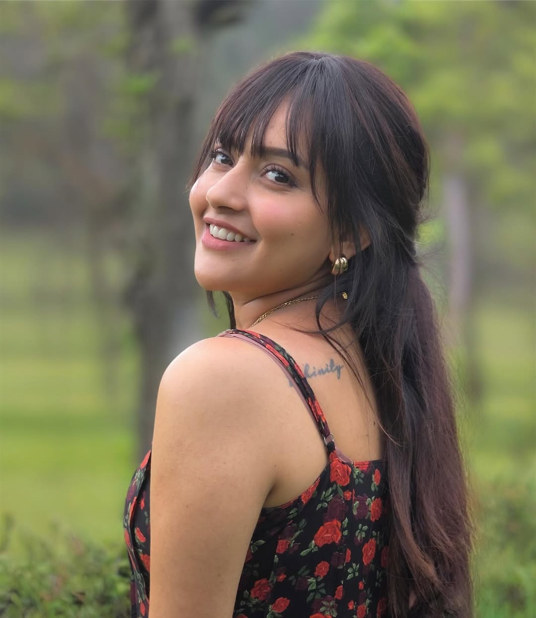 Mahima Nambiar combining natural charm with colorful floral elegance