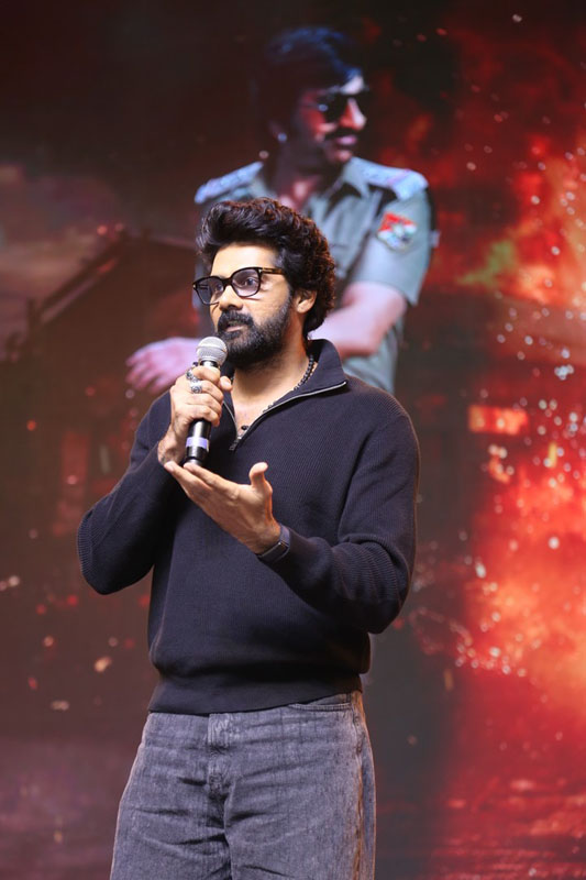 Naveen Chandra giving speech at Mass Jathara event