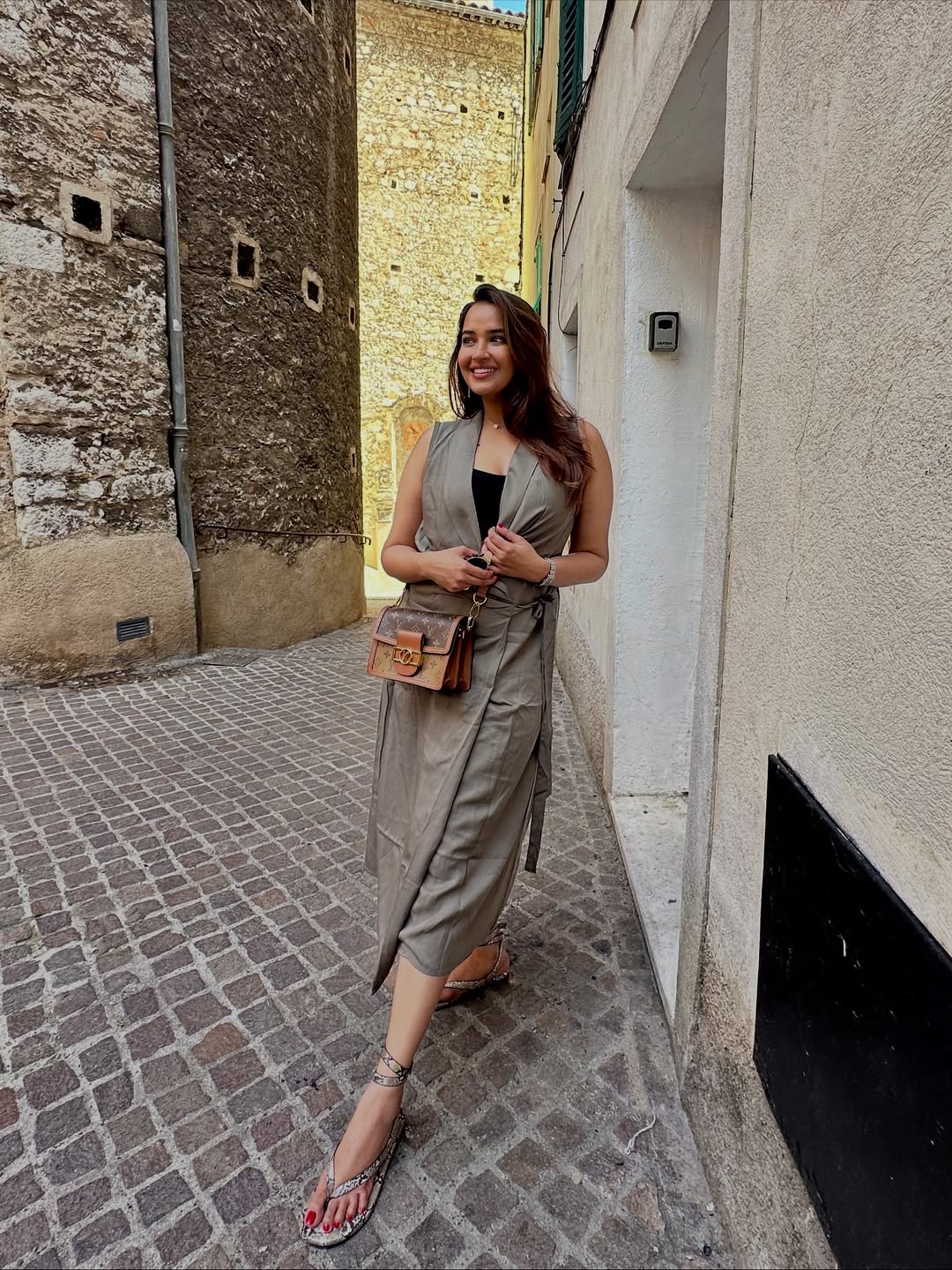 Pujita Ponnada flaunting chic elegance in trench coat look