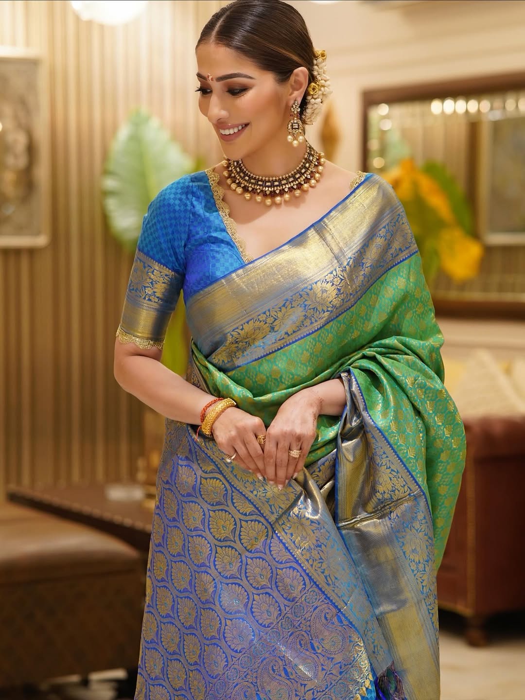 Raai Laxmi dazzling in elegant saree celebrating festive glamour