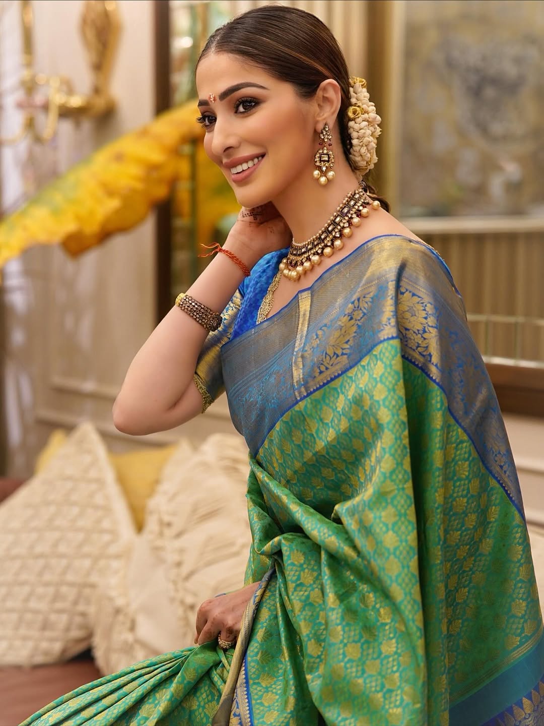 Raai Laxmi glowing in traditional yet trendy festive saree