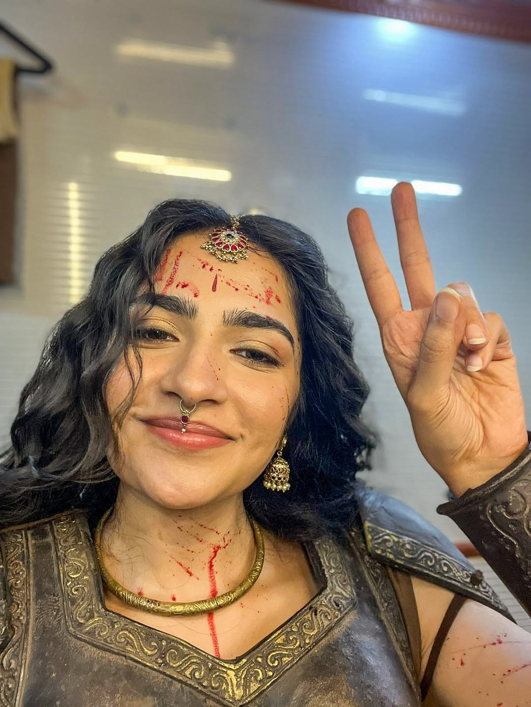 Rukmini Vasanth flashes a fierce smile in Kantara style