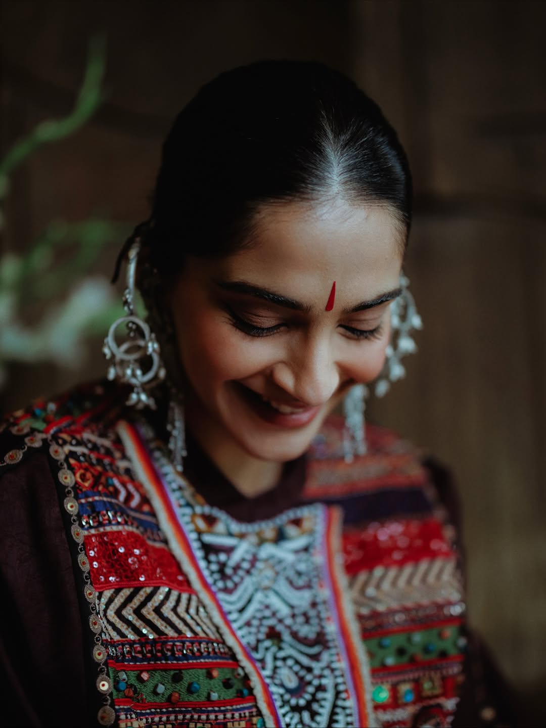 Sonam Kapoor posing in embroidered ensemble for Diwali