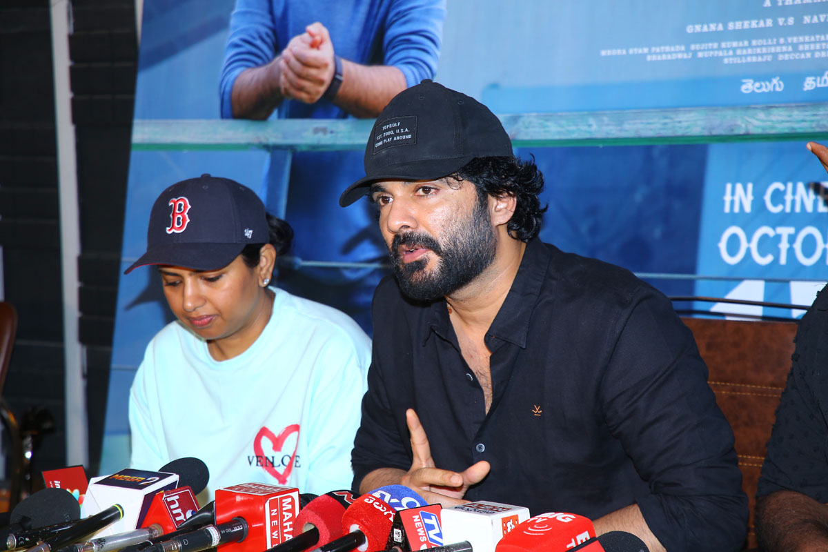 Siddu Jonnalagadda answering questions during media interaction