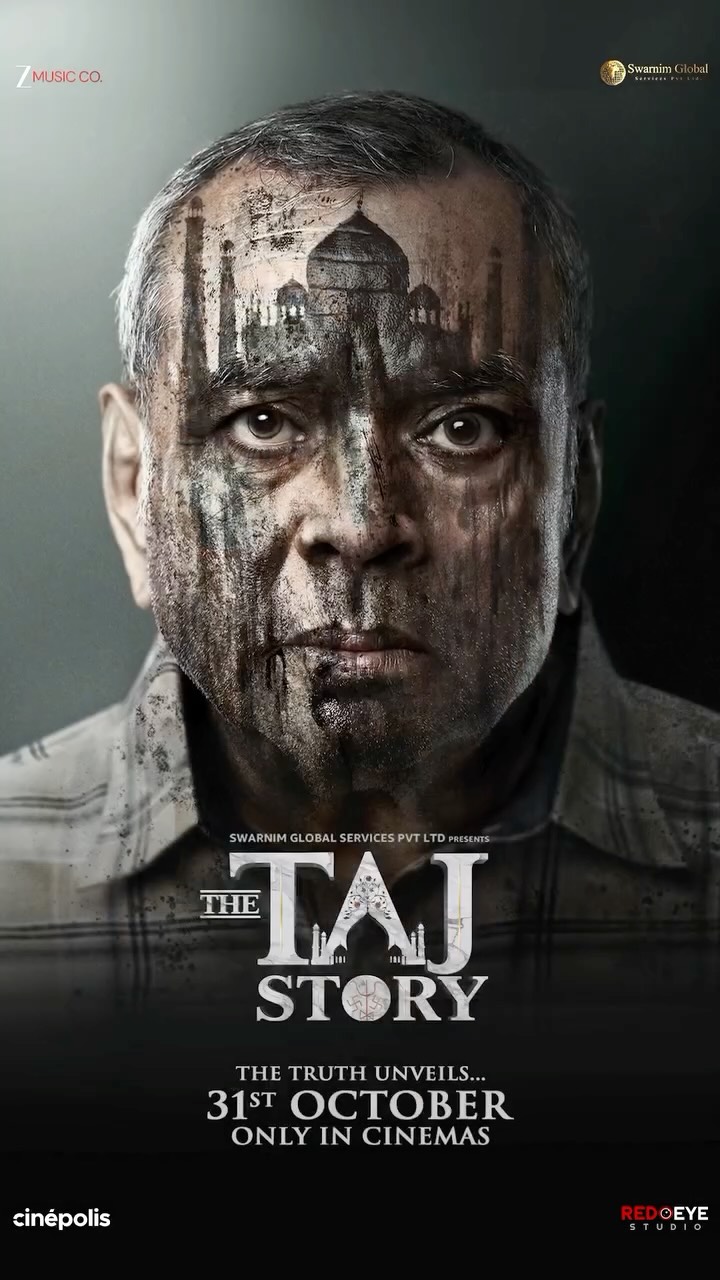The Taj Story movie poster announcing now playing in cinemas