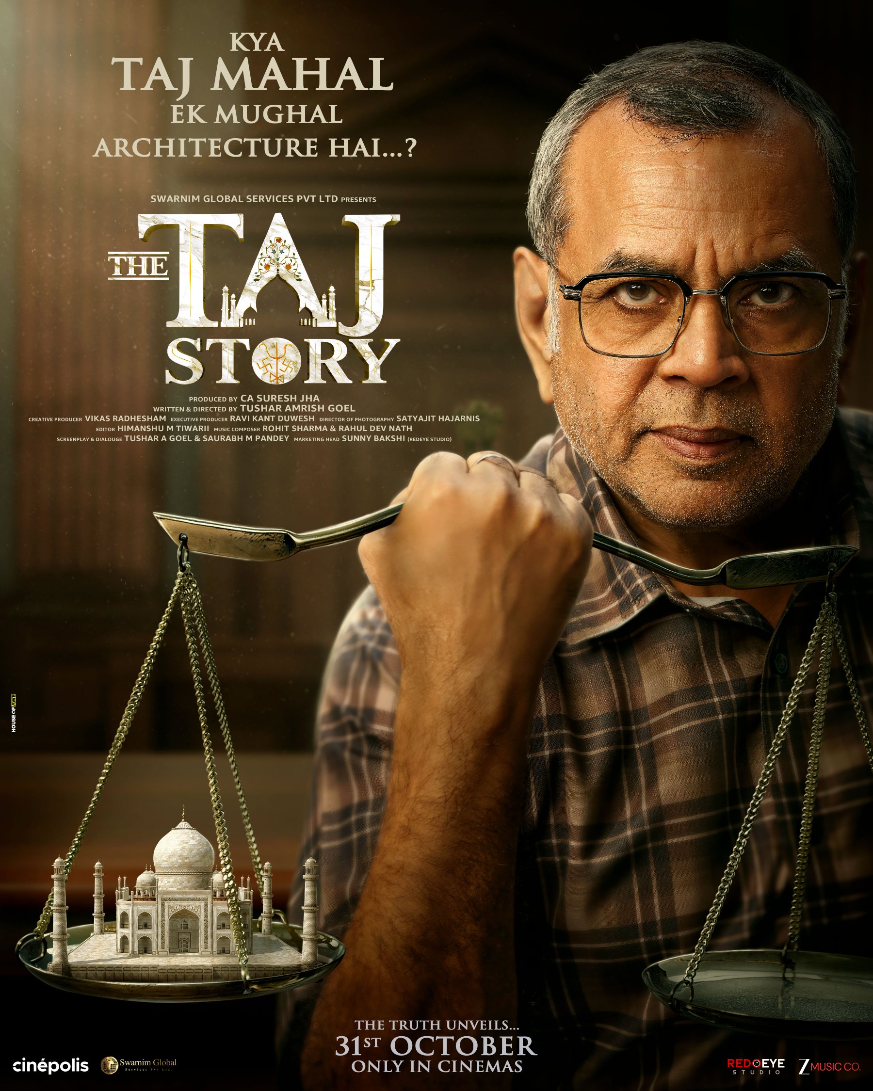 The Taj Story official movie poster featuring cast and monument backdrop