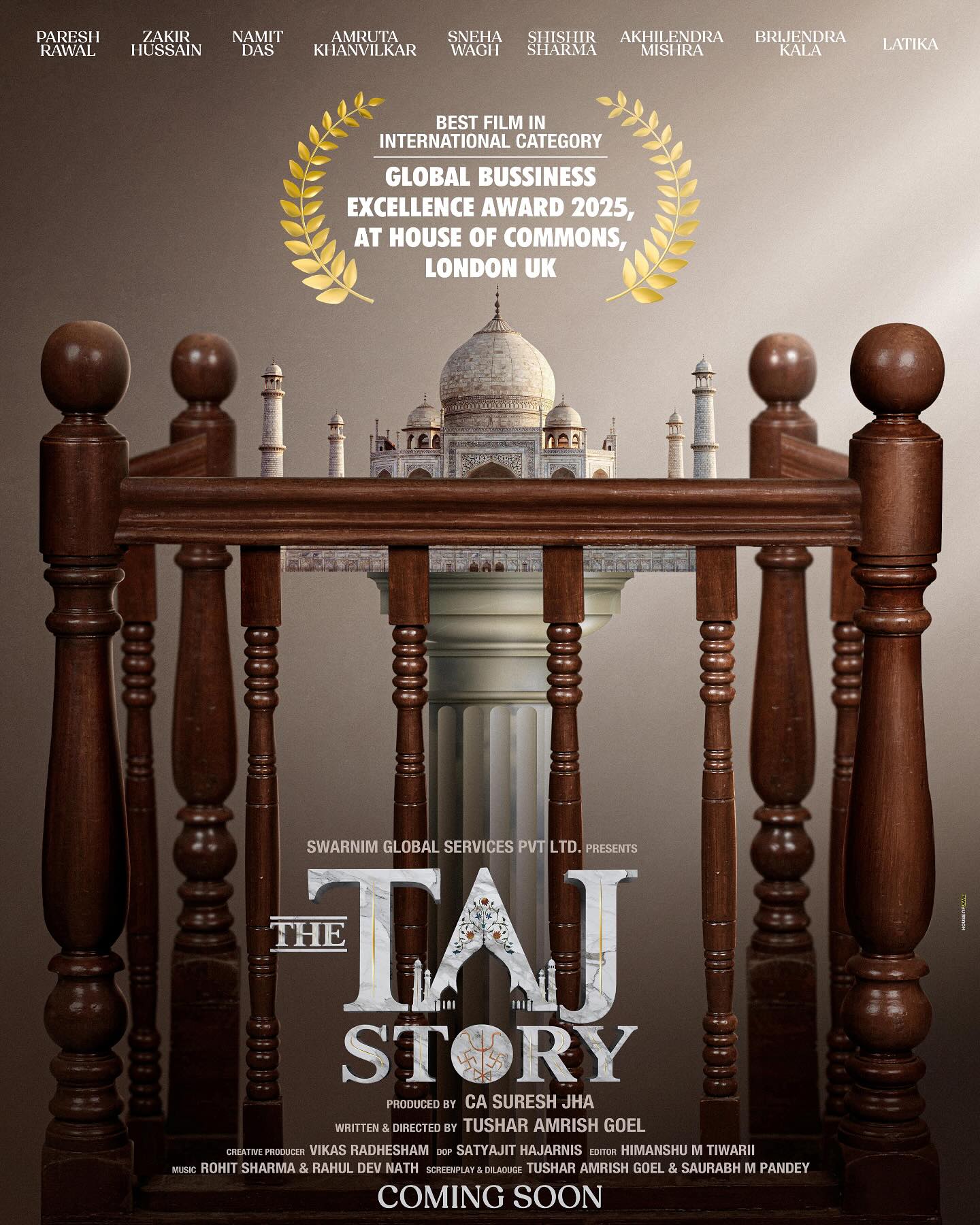 The Taj Story poster release featuring the main cast and Taj Mahal