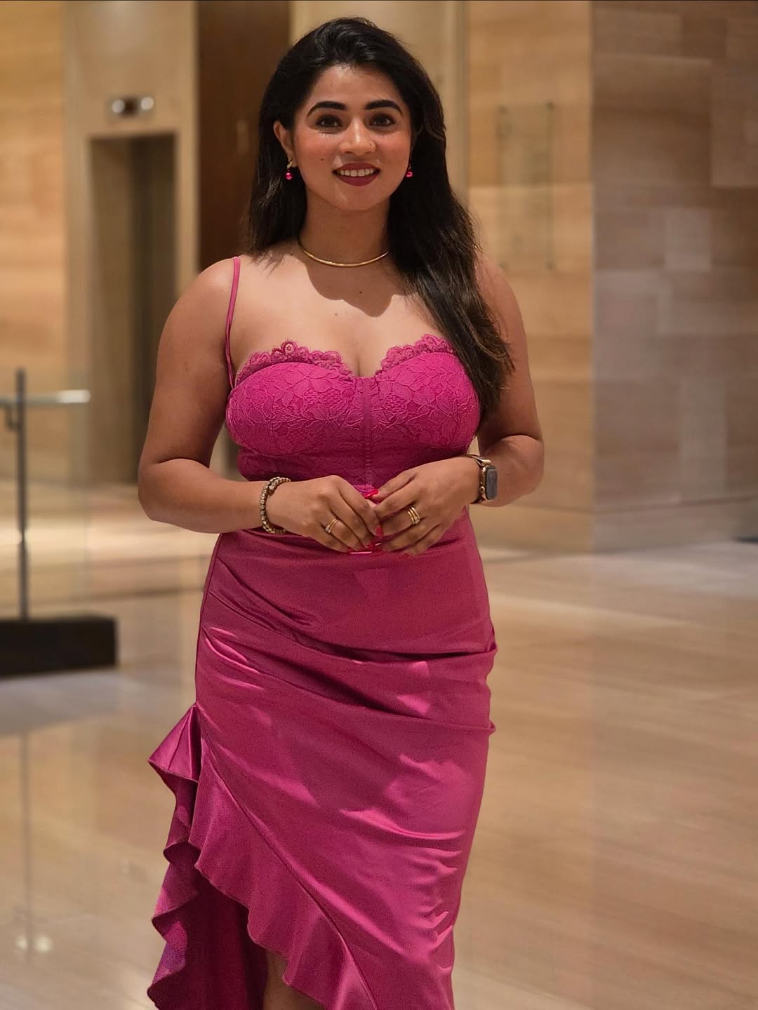 Viranika Shetty elegant and lively in a vibrant pink dress