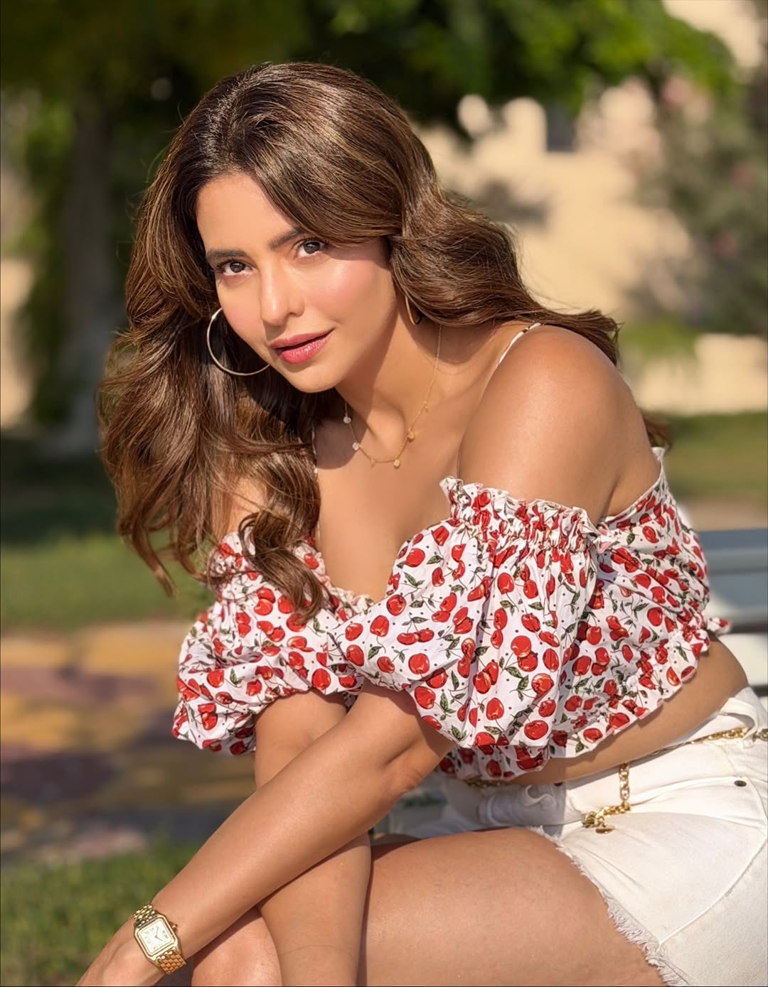 Aamna Sharif glowing in cherry-red blazer with elegance