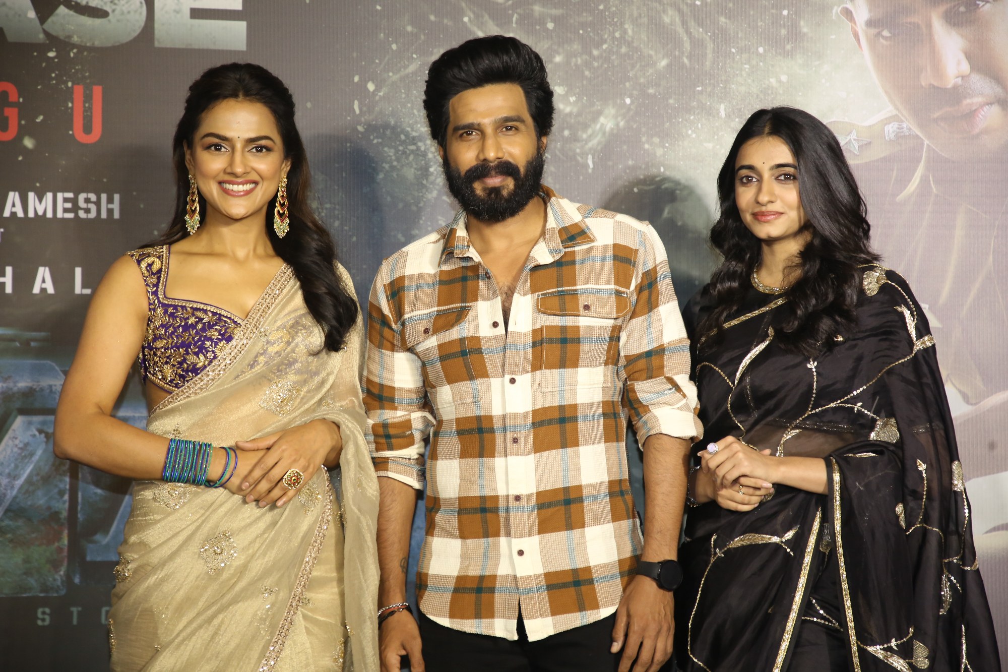 Shraddha Srinath Vishnu Vishal and Maanasa Choudhary posing together