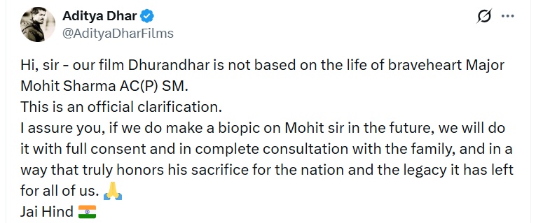 Director Aditya Dhar Sets the Record Straight